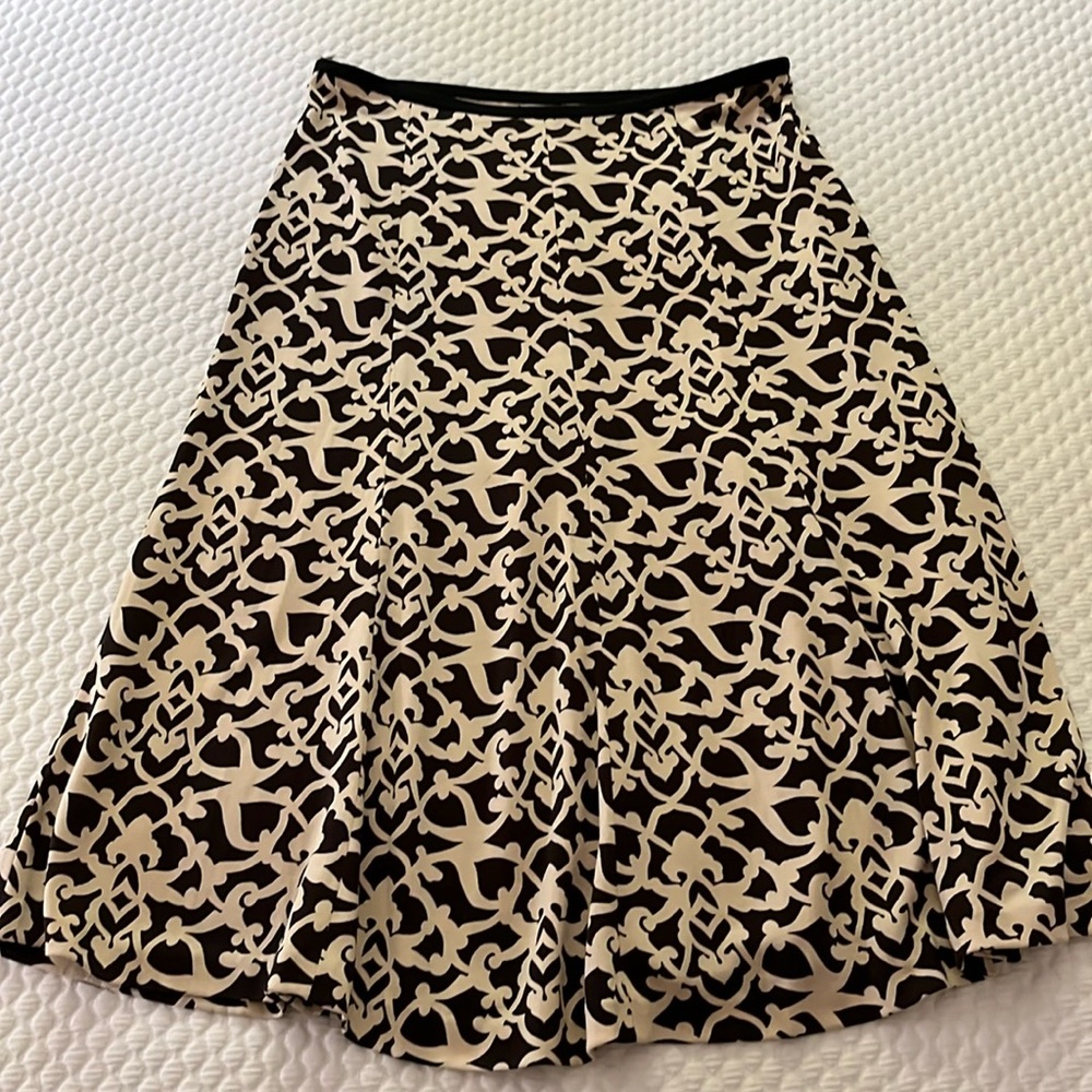 DVF Midi Silk Skirt Brown and cream